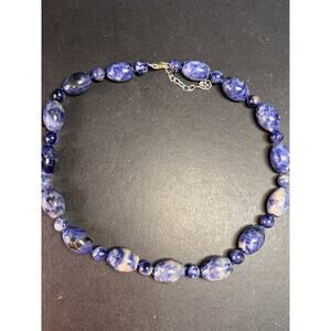 NEW sodalite necklace and bracelet with sterling silver clasp
